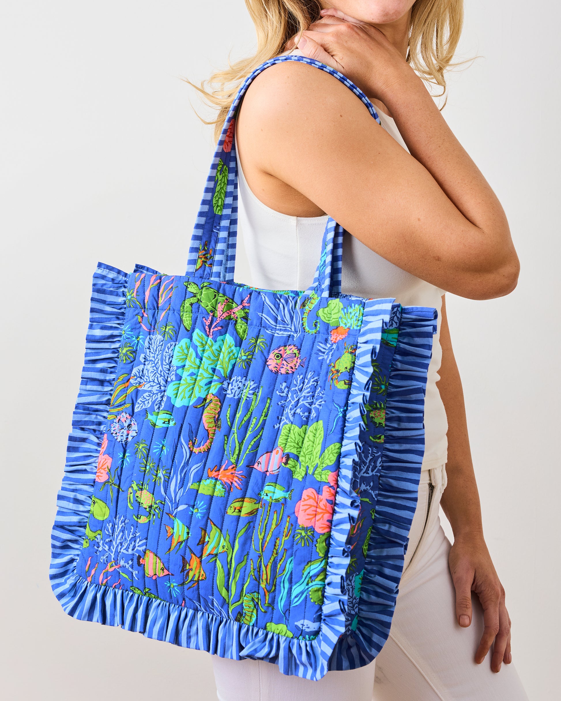 Oceania - Ruffle Tote - Sapphire - Printfresh