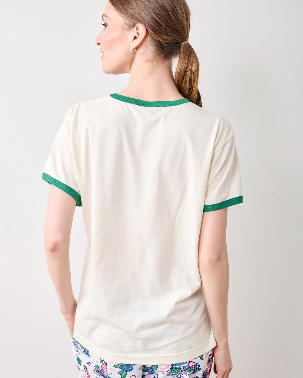 Natural/Green - Beach Club Ringer Graphic Tee - Oat Collective - Printfresh