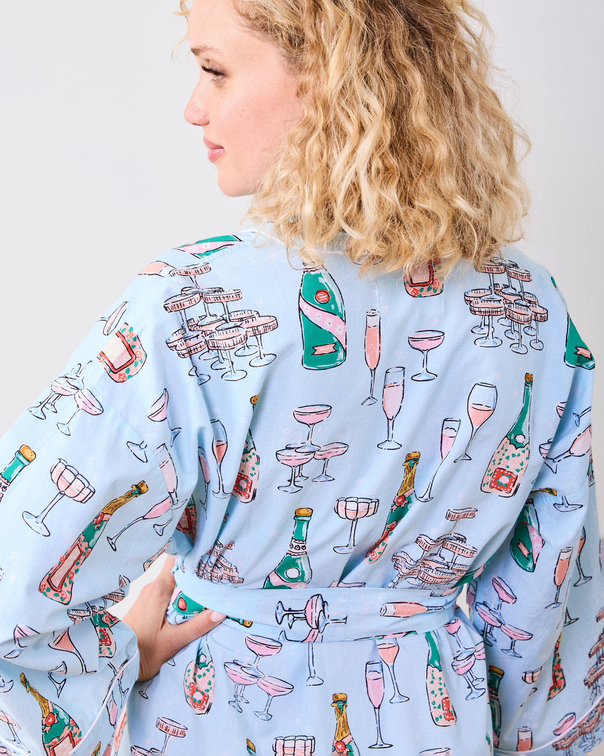 Champagne Tower - Getting Ready Robe - Soft Blue - Printfresh