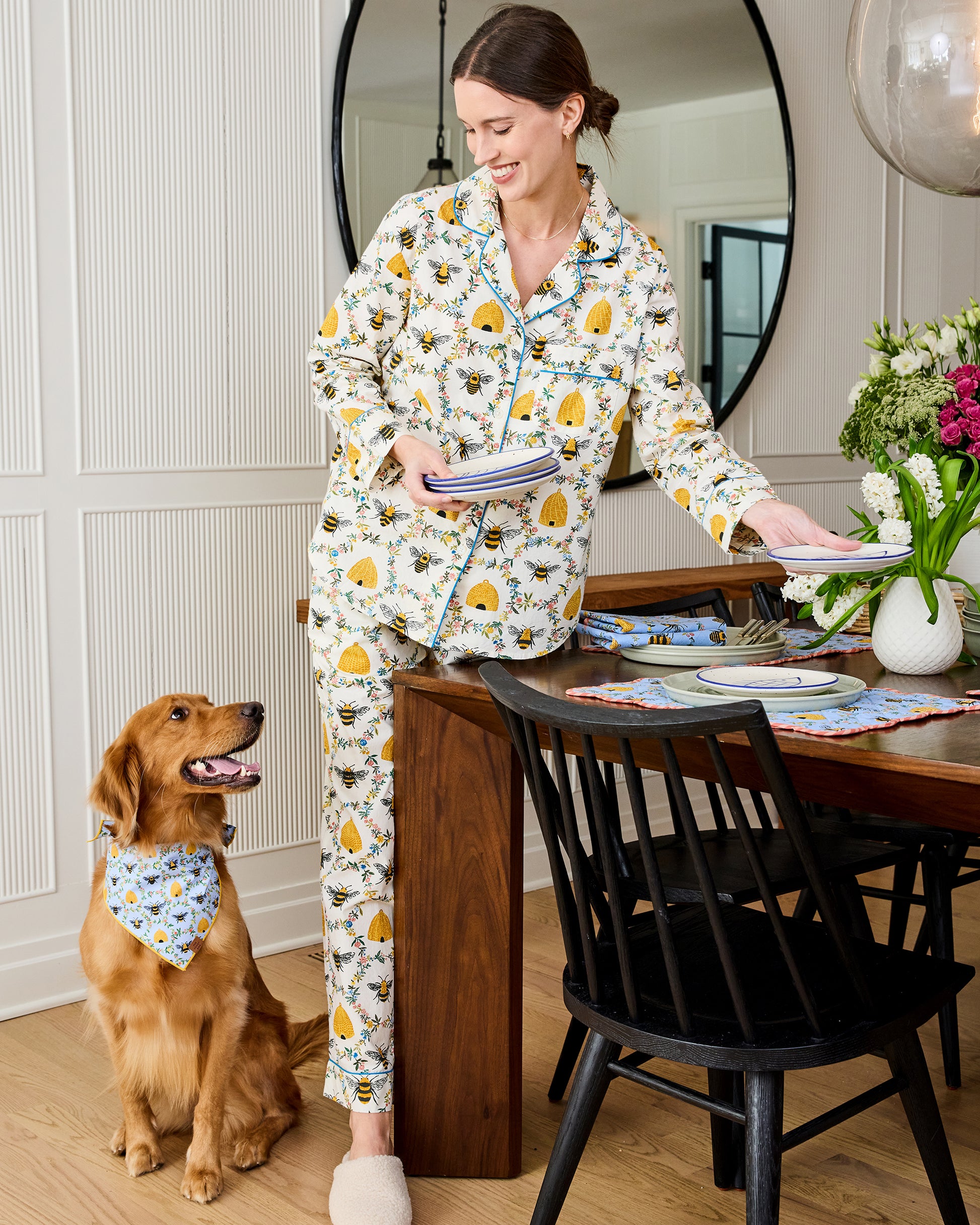 PF x The Foggy Dog Sweet Bee - Dog Bandana - Soft Blue - Printfresh