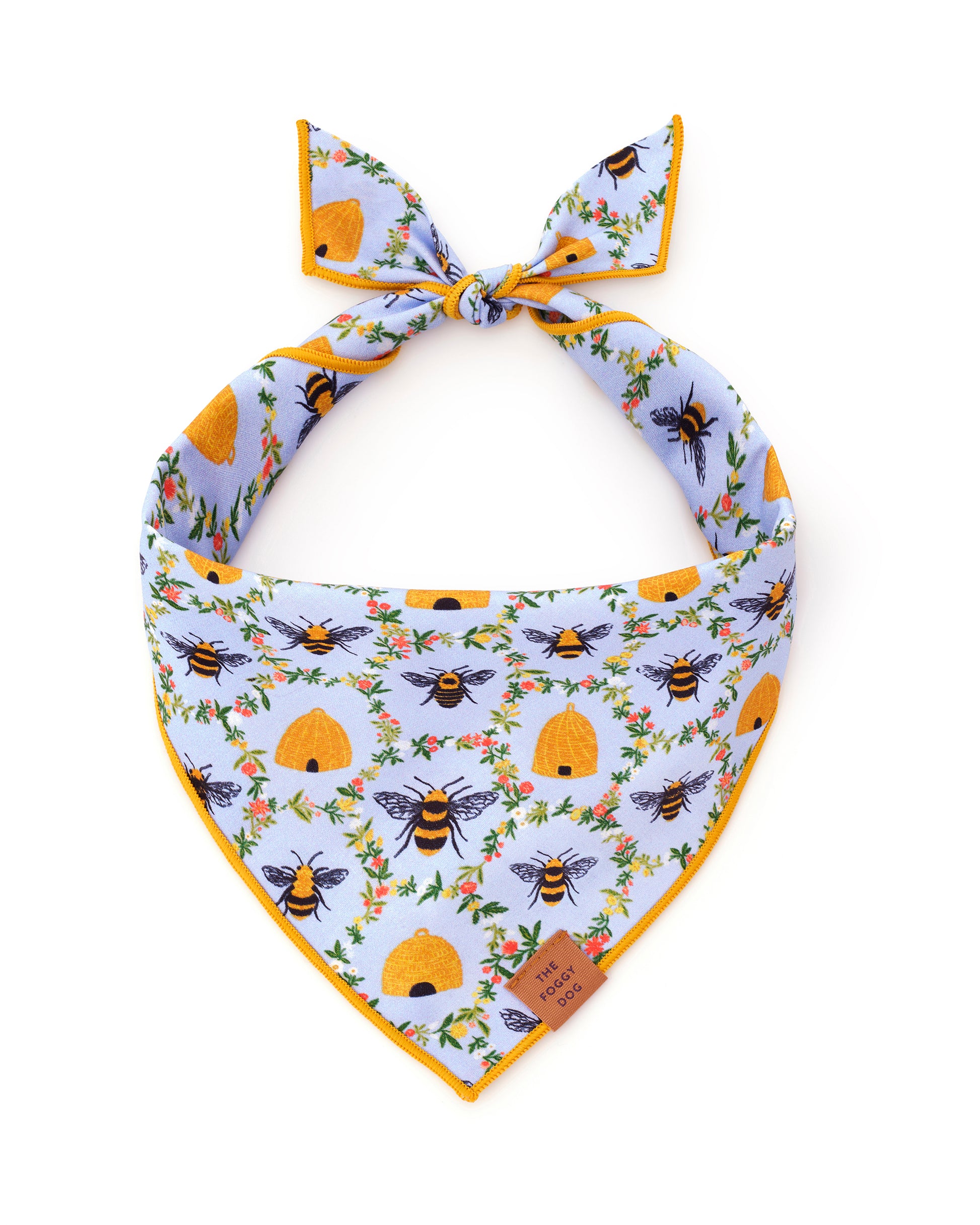 PF x The Foggy Dog Sweet Bee - Dog Bandana - Soft Blue - Printfresh
