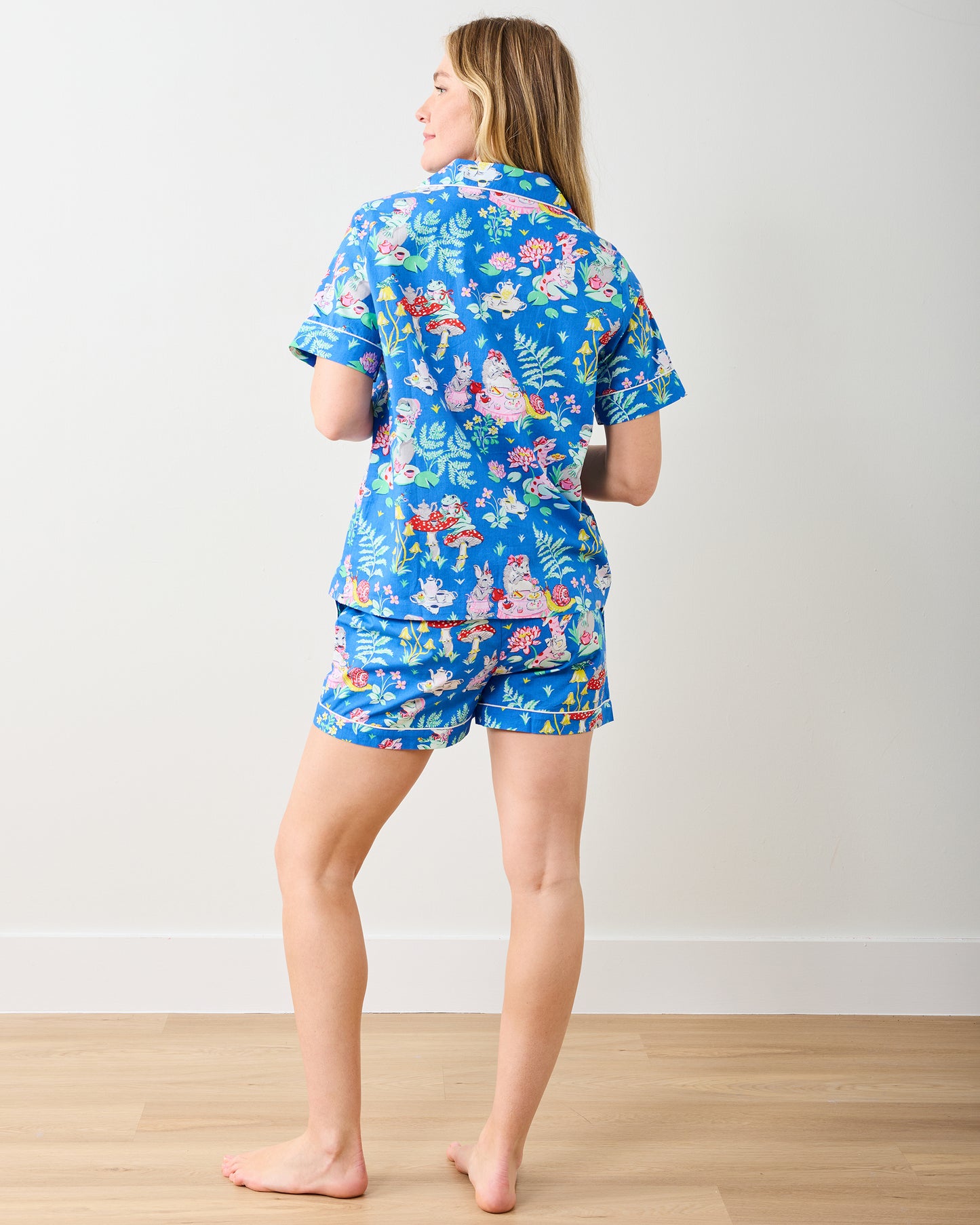 Tea Party - Short PJ Set -  Soft Cobalt - Printfresh