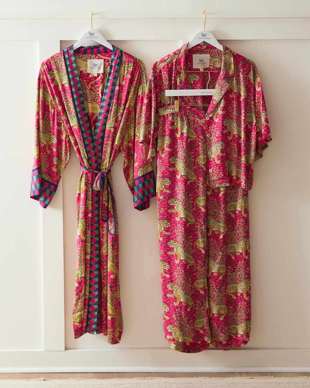 Bagheera - Eco Satin Wildest Dreams & Robe Set - Hot Pink - Printfresh